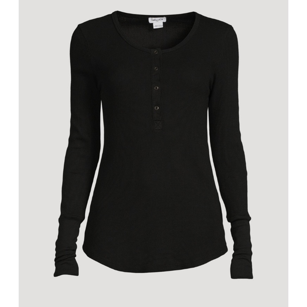 Splendid ribbed Henley shirt in navy